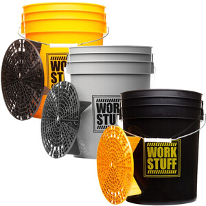 Wiadro + separator WORK STUFF - Bucket WASH+RINSE+WHEELS żółte+czarne+szare