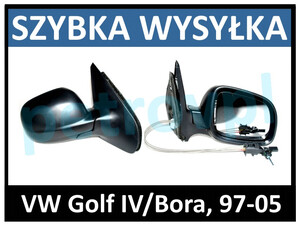 VW Golf IV/Bora 98-05, Lusterko MAN czarne P małe