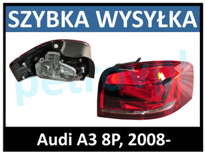Audi A3 8P 2008-, Lampa tylna 3D HELLA nowa PRAWA