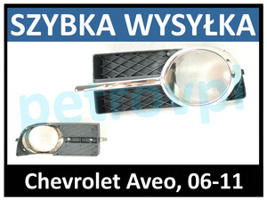 Chevrolet Aveo 06-, Atrapa kratka zderzaka chrom hal LEWA