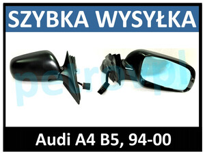 Audi A4 B5 94-00, Lusterko ELE czarne PRAWE nowe