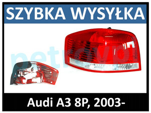 Audi A3 8P 2003-, Lampa tylna 3D nowa LEWA