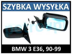 BMW 3 E36 90-, Lusterko ELE czarne/mal PRAWE nowe