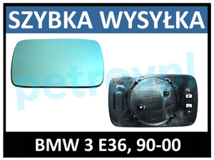 BMW 3 E36 90-, Wkład lusterka OGRZ niebieski PRAWY