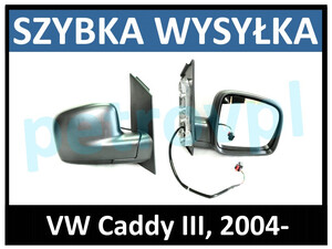 VW Caddy III 2004-, Lusterko ELE czarne PRAWE
