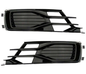 Audi A6 C7 14-, Atrapa kratka zderzaka czarny/chrom L+P kpl