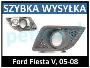 Ford Fiesta 05-, Atrapa kratka zderzaka hal CZARNA LEWA
