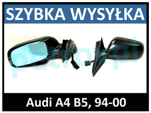 Audi A4 B5 94-00, Lusterko ELE czarne LEWE nowe