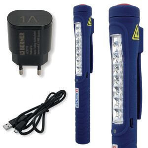Lampa długopisowa BERNER - LED Pen Light latarka 7+1 + ładowarka