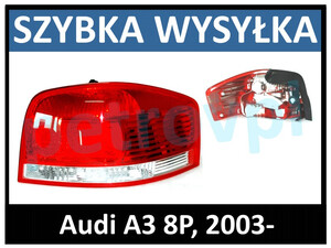 Audi A3 8P 2003-, Lampa tylna 3D nowa PRAWA
