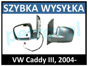 VW Caddy III 2004-, Lusterko ELE czarne LEWE
