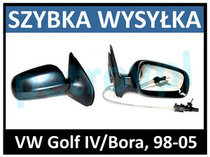 VW Golf IV/Bora 98-05, Lusterko MAN czarne P duze